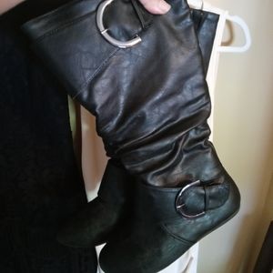 Black leather riding boots